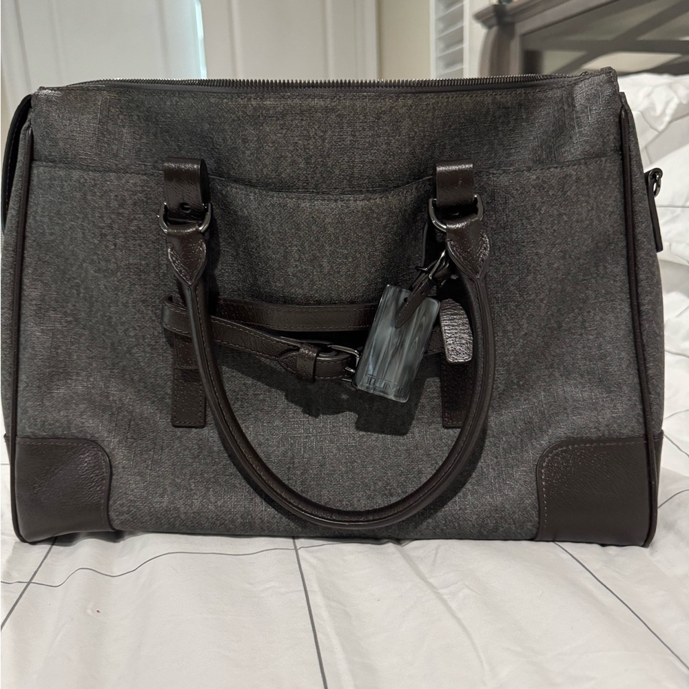 Tumi Gray and Brown Tote Bag